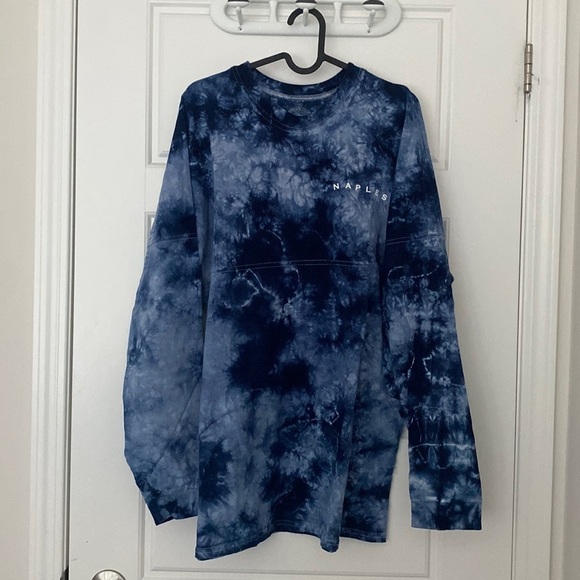 NAPLES Blue White Tie Dye Logo T Shirt in XL - Picture 2 of 7